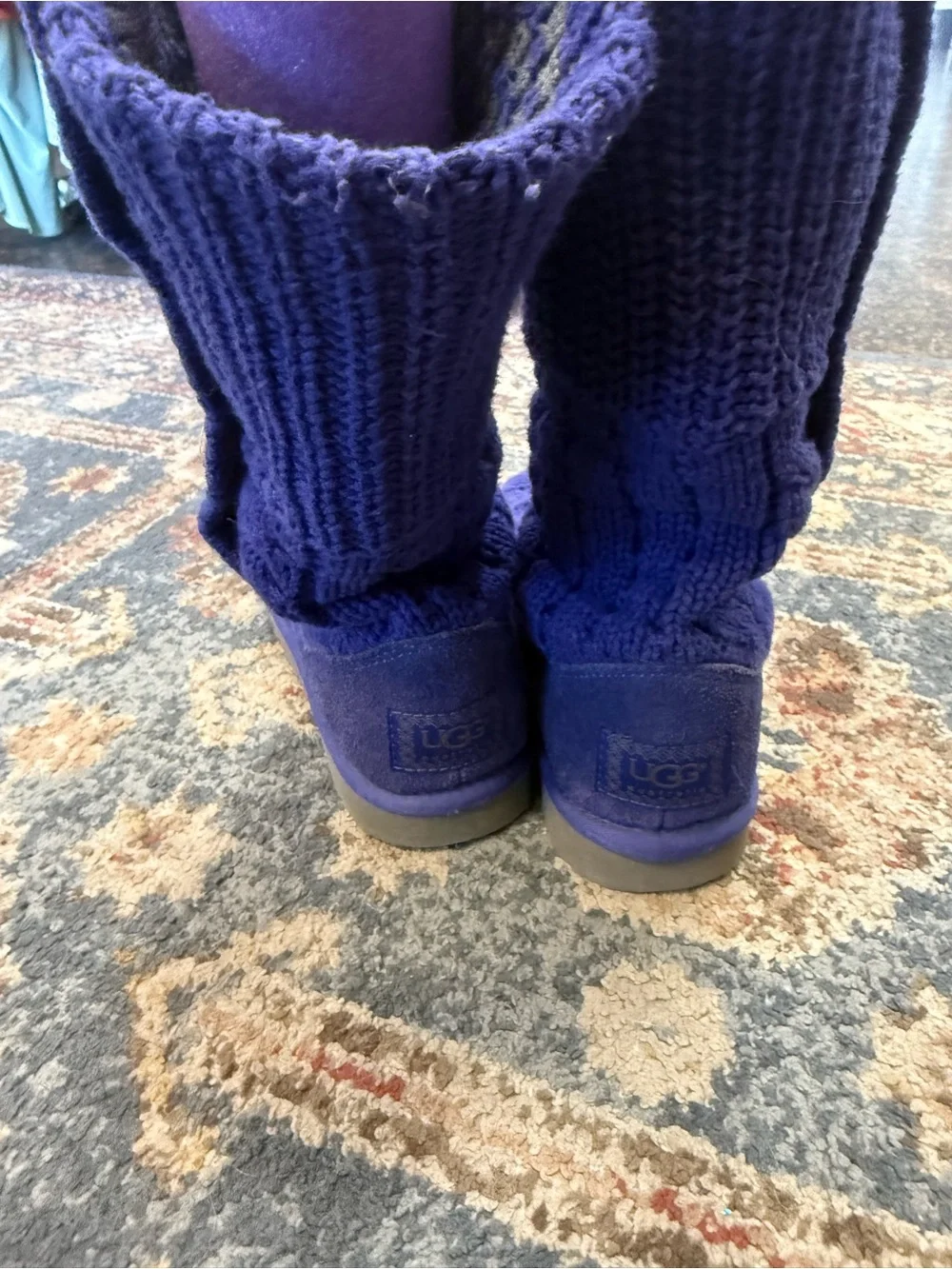 UGG Cardy Knit Button Boots Indigo Purple Women’s 7